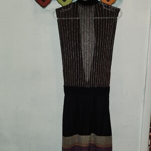 Black Gold Purple Sheer Top, Striped Dress Open Back Not Sized Fit X Small Or SM